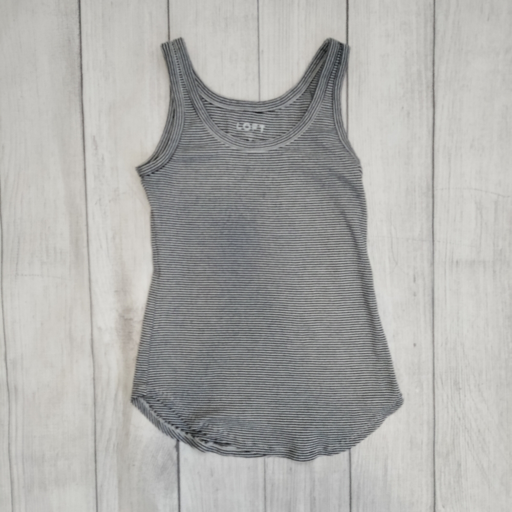 Loft navy blue and white striped tank top